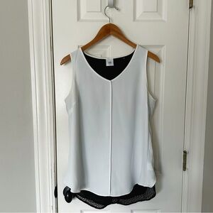 Cabi Domino Blouse Split Back Mesh Sleeveless Top Tank Style 3076, size M
